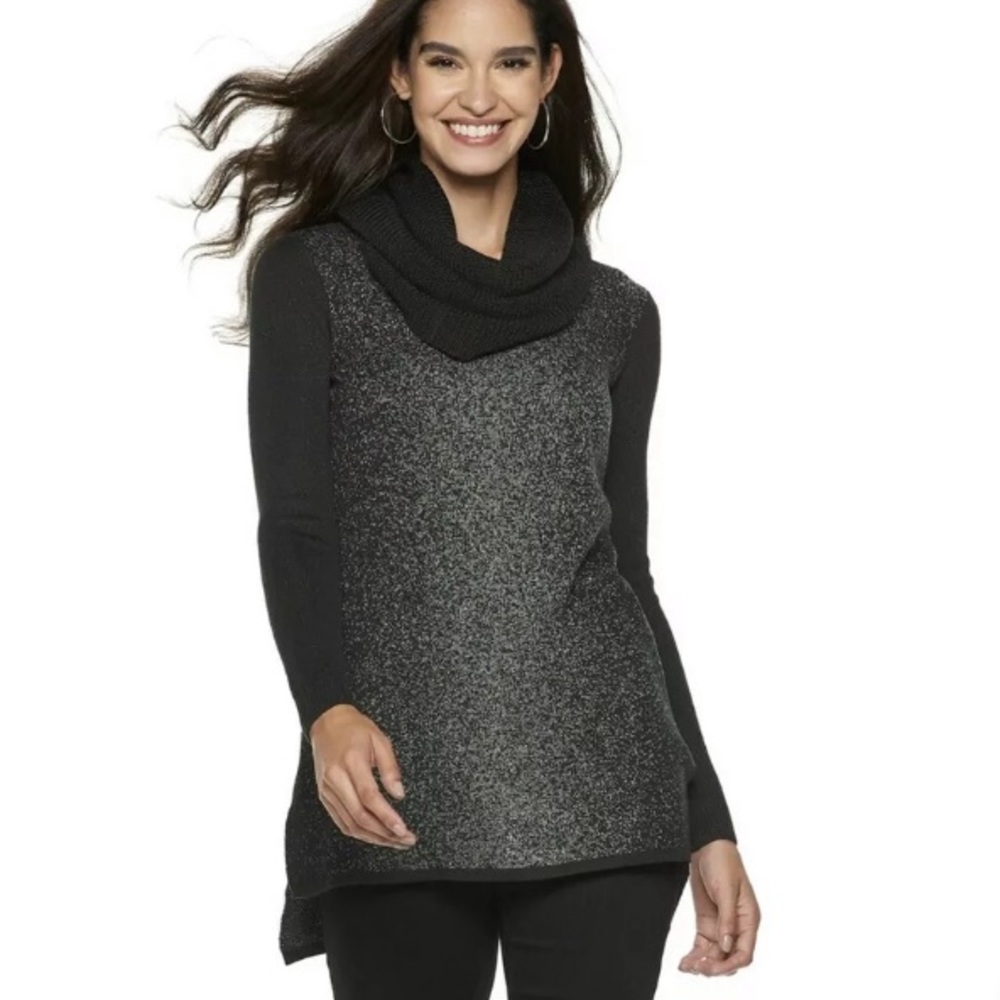 Apt 9 Women's High Low Metallic Tunic Sweater